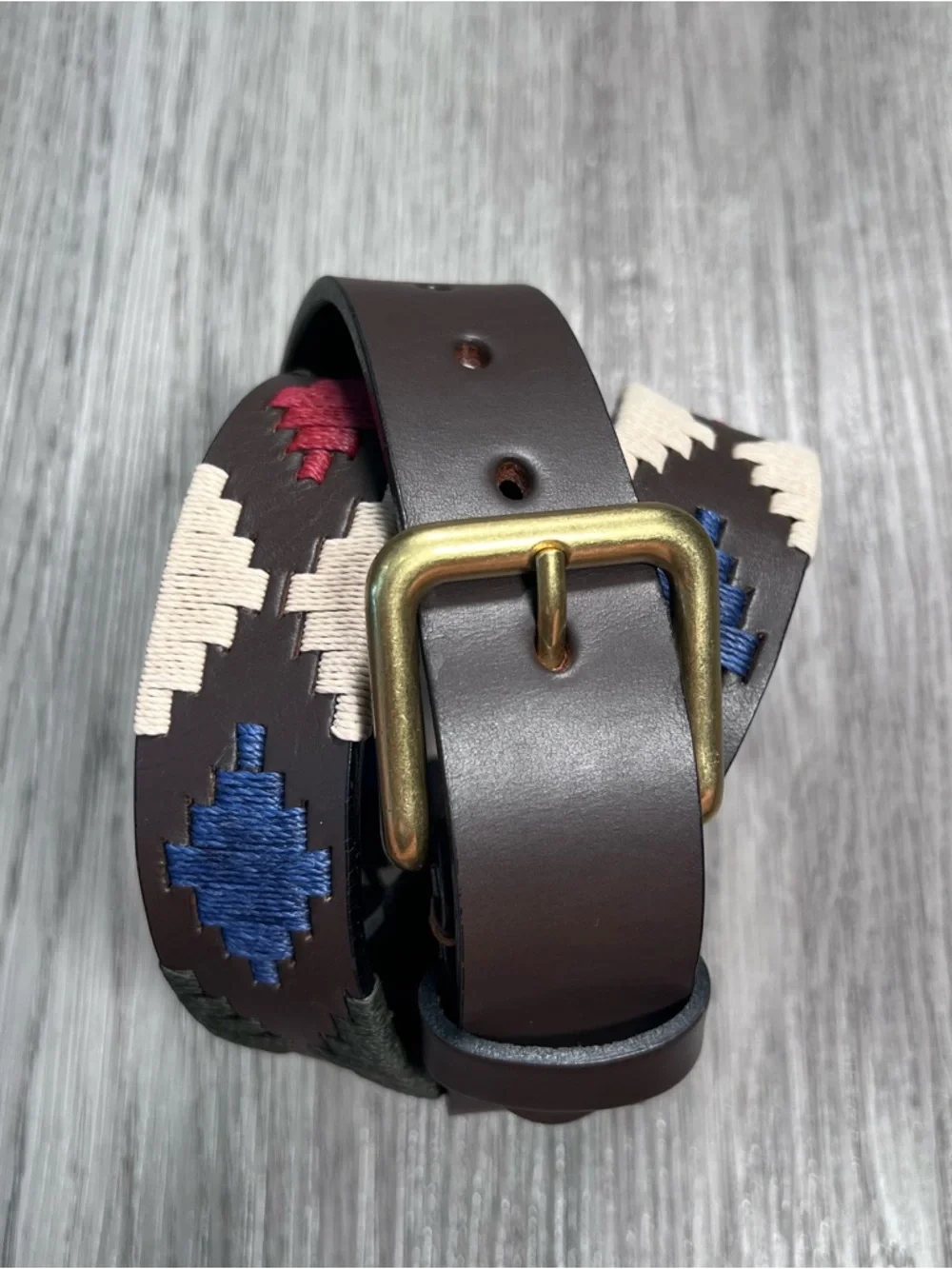 New HOLDERNESS & BOURNE The Barker Belt‎ Brown Navy Claret Leather Mens Size 40